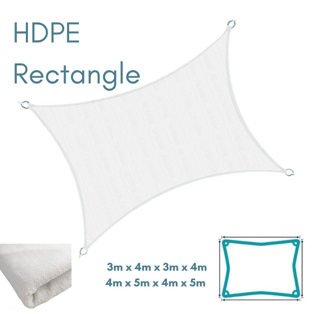 HDPE Rectangle White - Sun Shade Sail - UV Garden Canopy Awning - 3m x 4m, 4m x 5m - Clara Shade Sails - Clara Shade Sails - 3m x 4m -