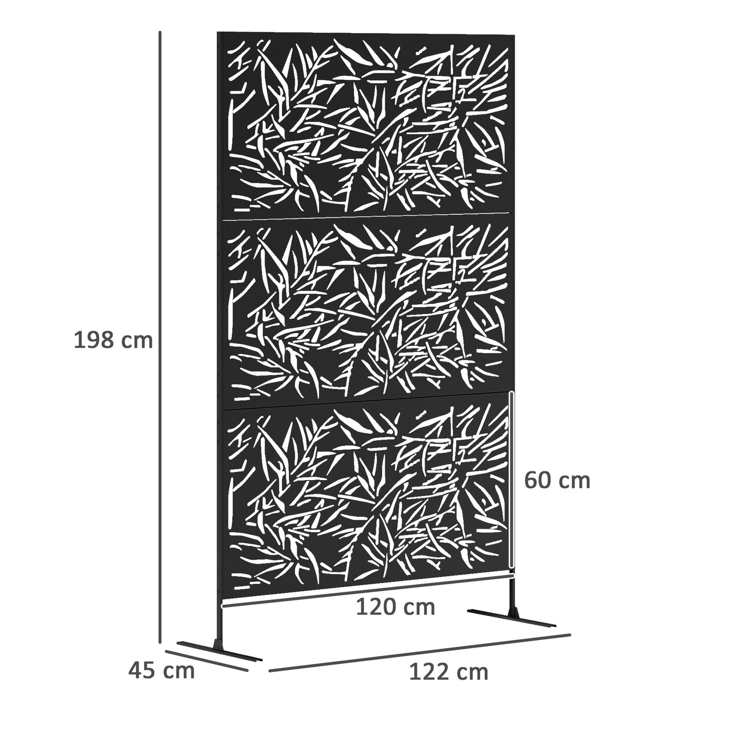Outsunny Decorative Black Metal Garden Privacy Screen, Bamboo Style - Clara Shade Sails - Outsunny -
