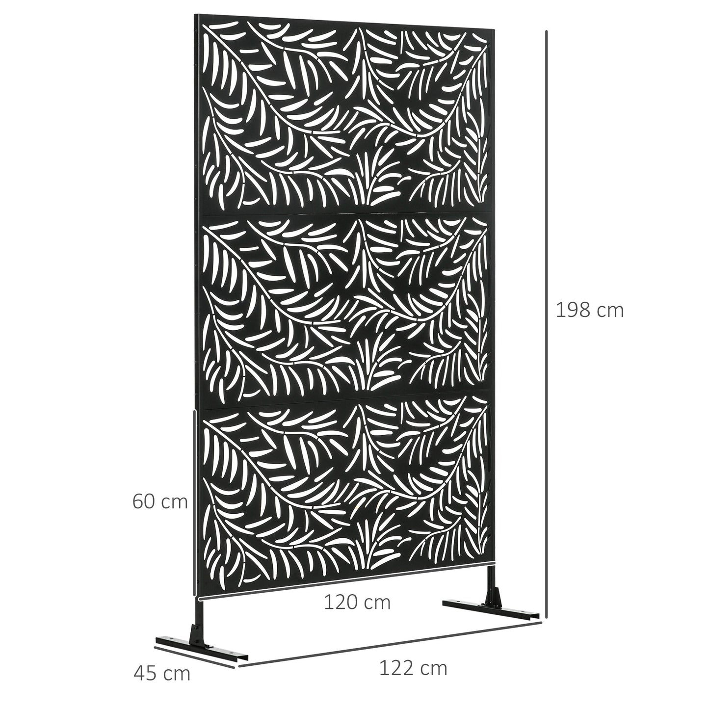 Outsunny Decorative Black Metal Garden Privacy Screen, Willow Branch - Clara Shade Sails - Outsunny -