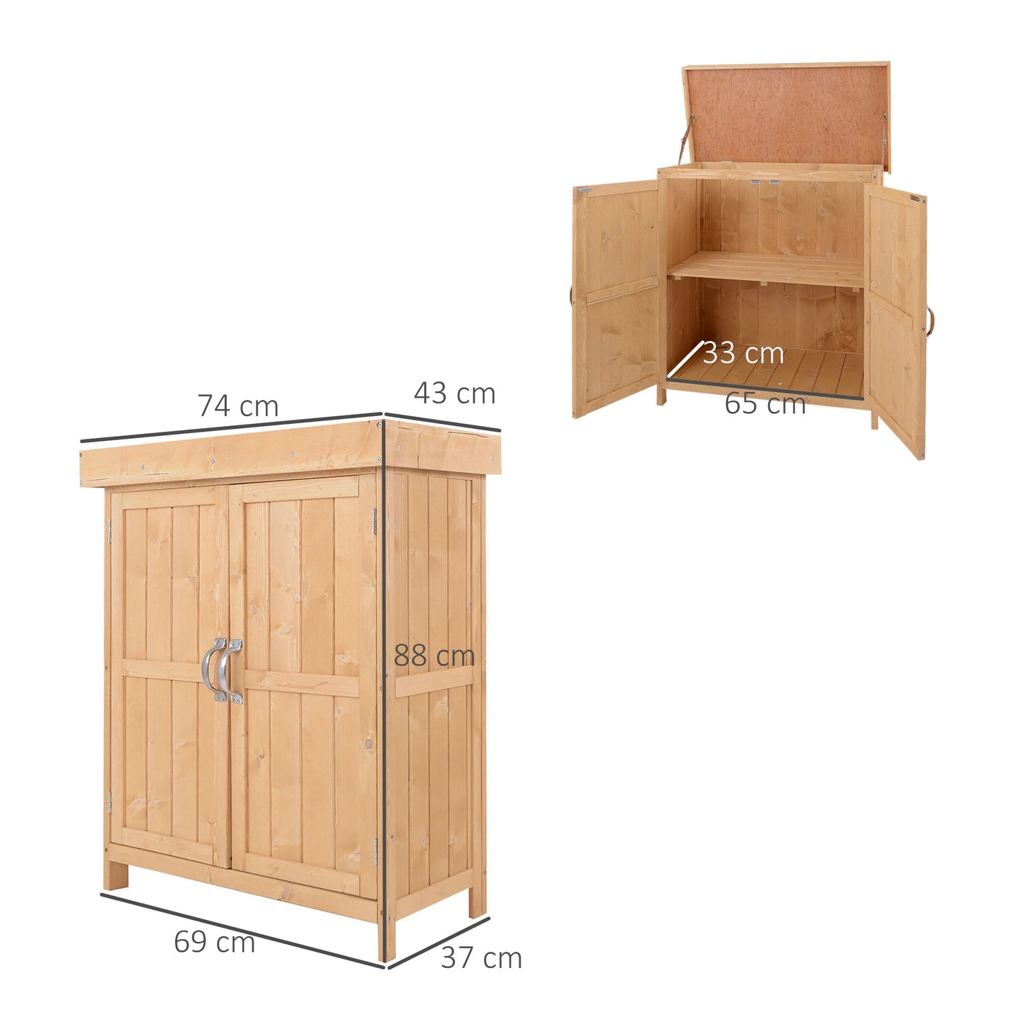 Outsunny Wooden Garden Cabinet Shed - Natural Wood or Grey - Clara Shade Sails - Outsunny - Natural Wood -
