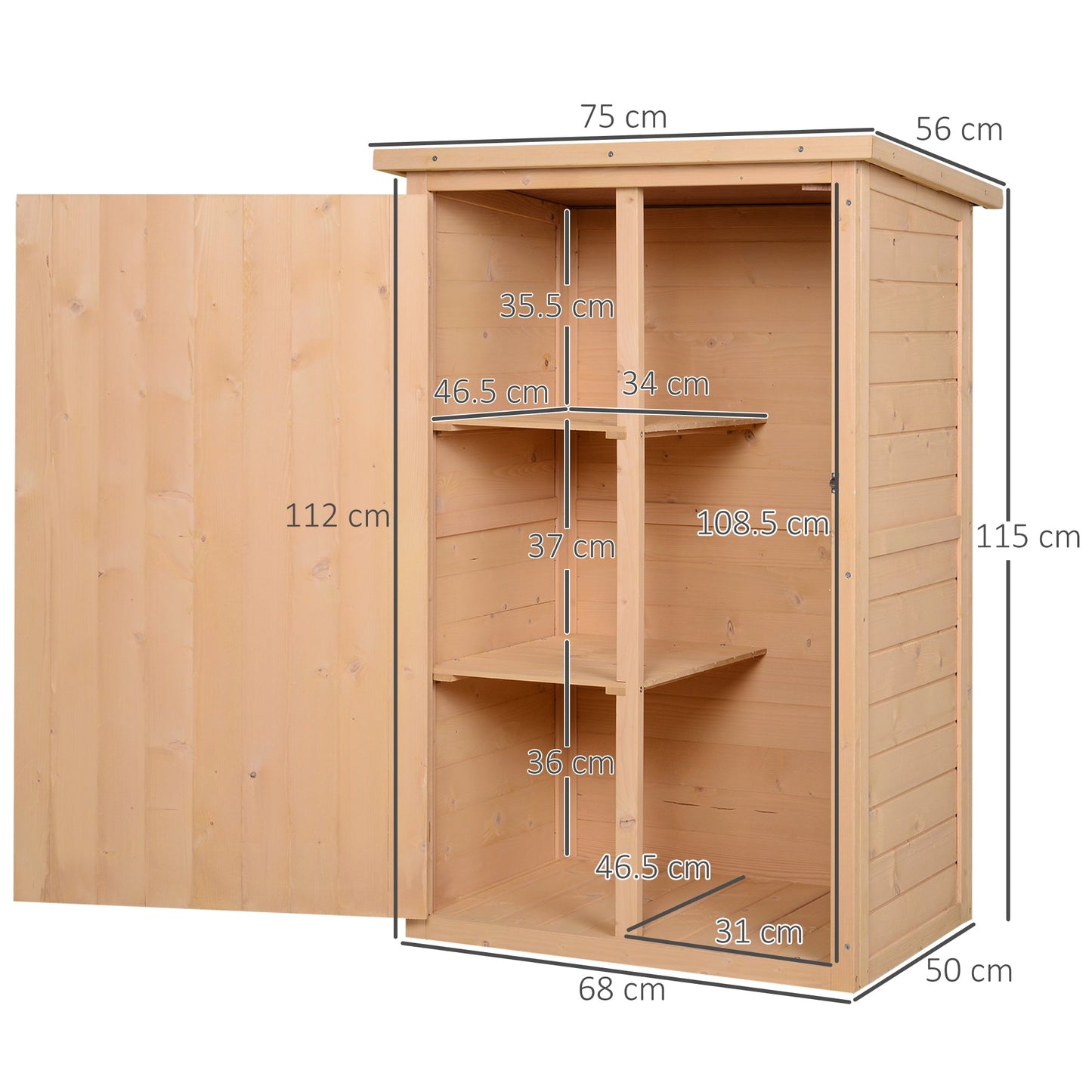 Outsunny Wooden Garden Shed - Grey/White, Natural Wood - Clara Shade Sails - Outsunny - Natural Wood -