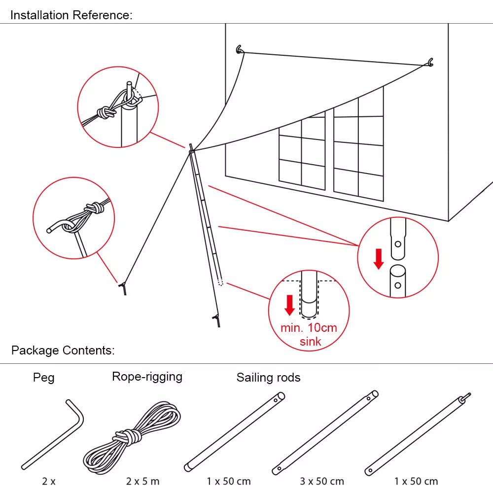 Shade Sail Pole Kit - 2.5m - Clara Shade Sails