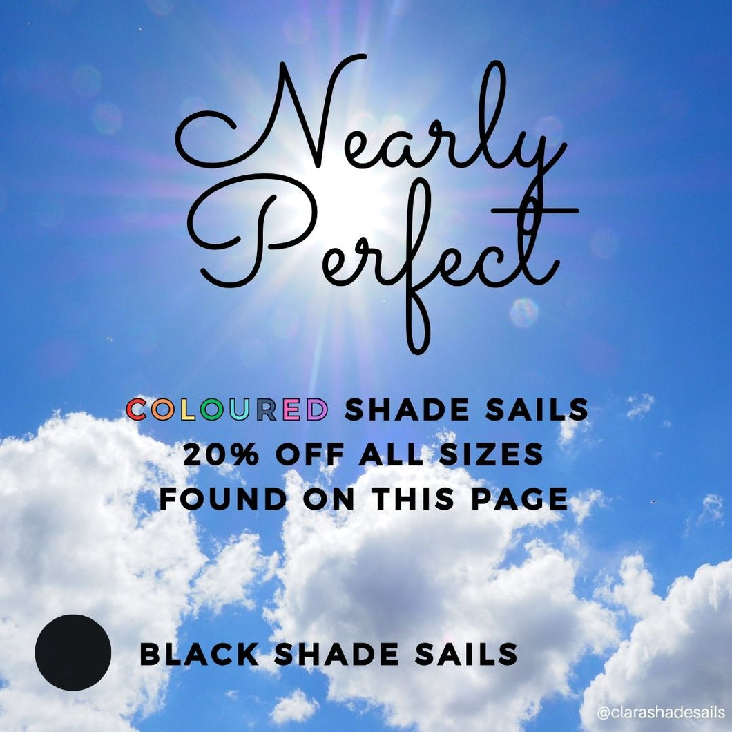 Nearly Perfect - Black Coloured Shade Sails Opened But Not Used Clara Shade Sails