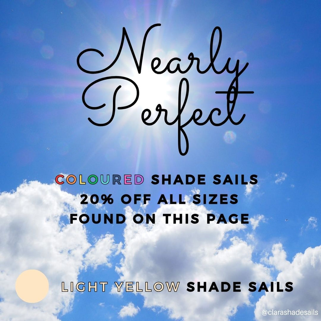 Nearly Perfect -Light Yellow Coloured Shade Sails Opened But Not Used Clara Shade Sails