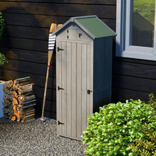 Outsunny Wooden Garden Shed, Utility Outdoor Small Shed with Lockable Double Doors, Removeable Shelves and Roof Hatch, Grey, Blue, Green, Natural Wood Brown