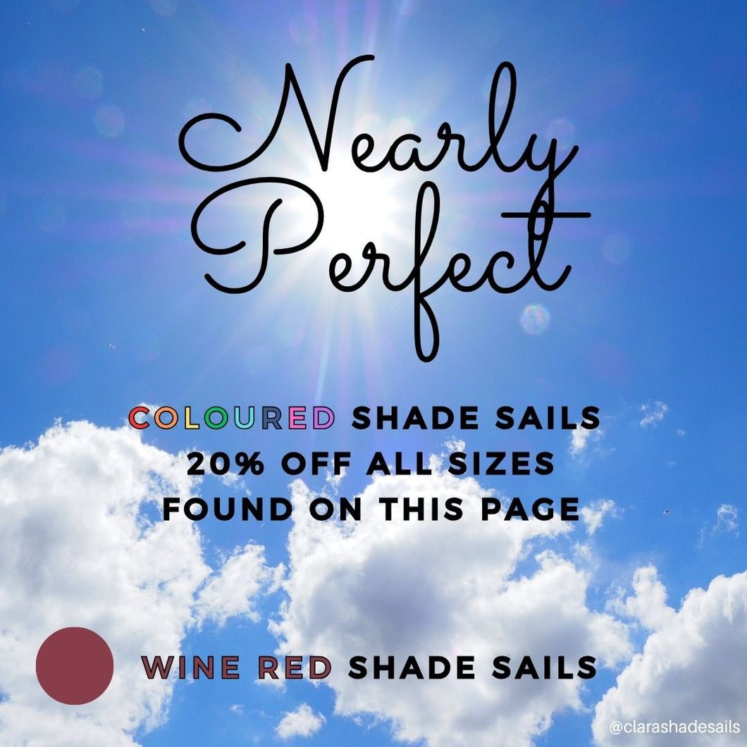 Nearly Perfect - Wine Red Coloured Shade Sails Opened But Not Used Clara Shade Sails
