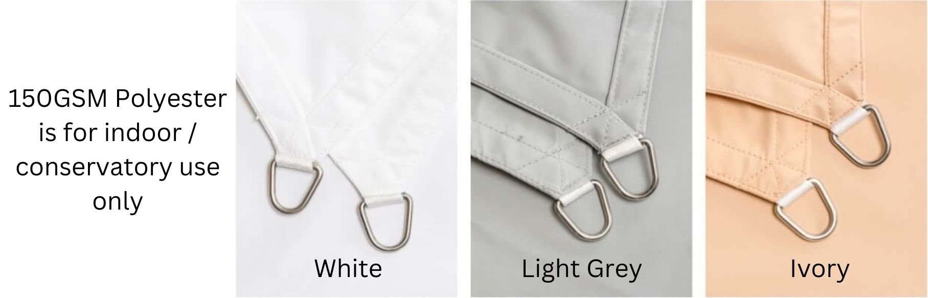 DIY Made to Measure Shade Sail Material Samples - Clara Shade Sails - Clara Shade Sails - 150GSM Polyester - White - 