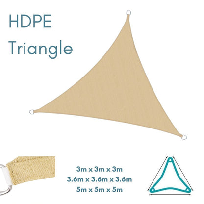 HDPE Equilateral Triangle Sand - Sun Shade Sail - UV Garden Canopy Awning - 3m 3.6m 5m - Clara Shade Sails - Clara Shade Sails - 3m - 
