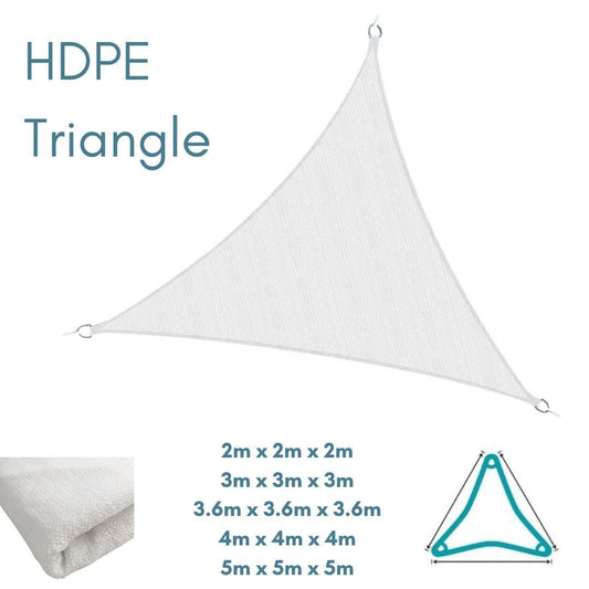 HDPE Equilateral Triangle White - Sun Shade Sail - UV Garden Canopy Awning - 2m 3m 3.6m 4m 5m - Clara Shade Sails - Clara Shade Sails - 2m - 