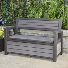 Keter Hudson Duotech Garden Bench Storage Box Wood Effect 227L Grey - Clara Shade Sails - Keter - 