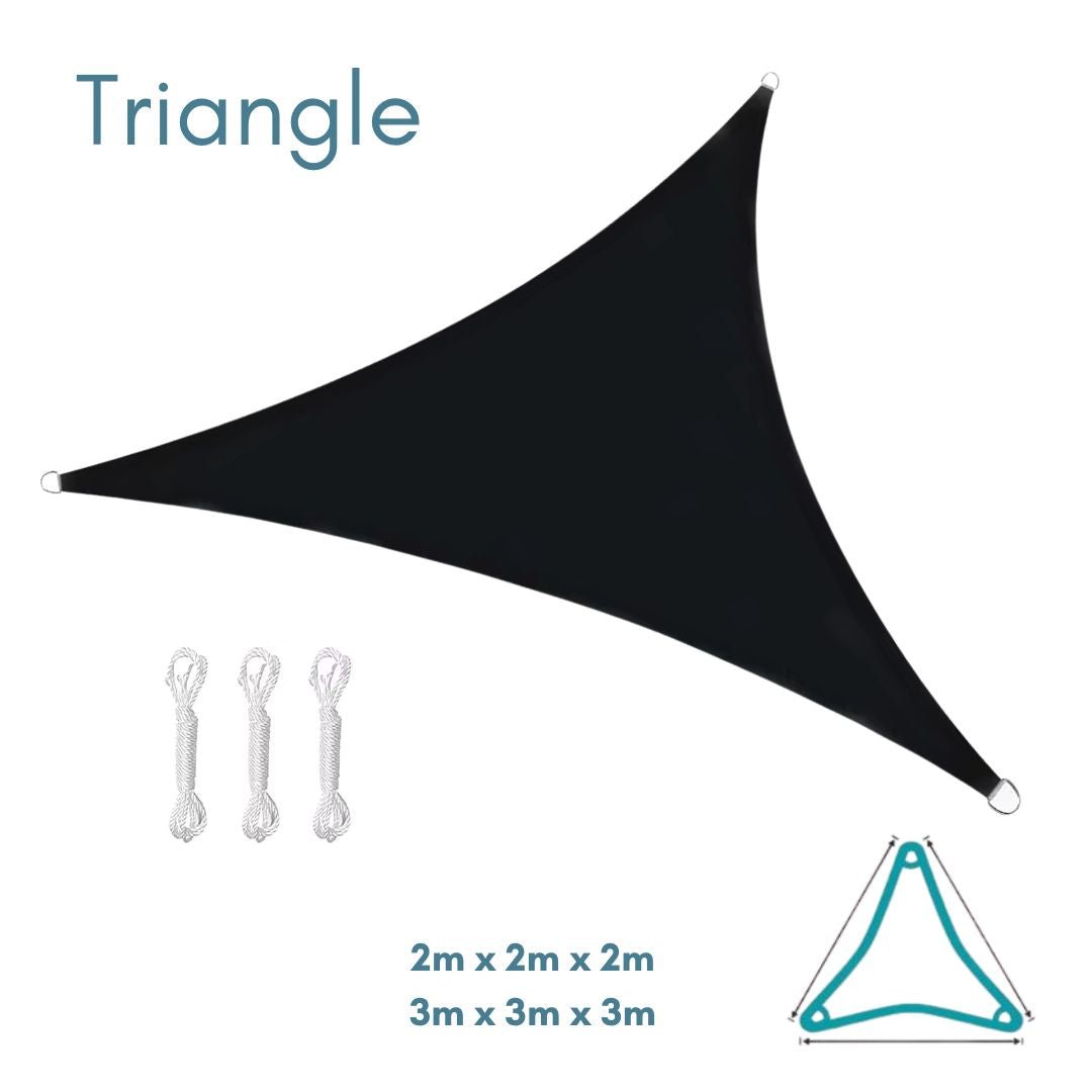 Nearly Perfect - Black Coloured Shade Sail Opened But Not Used - Clara Shade Sails - Equilateral Triangle