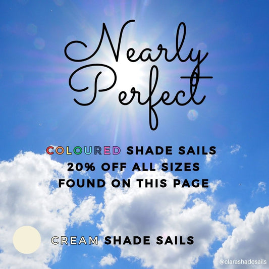 Nearly Perfect - Cream Coloured Shade Sails Opened But Not Used - Clara Shade Sails - Square, Rectangle, Triangle