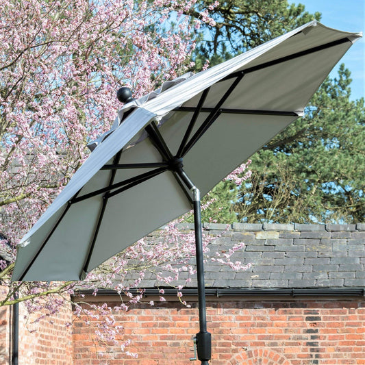 Norfolk Leisure Elizabeth Garden Parasol Umbrella Crank & Tilt Round Various Sizes - Clara Shade Sails - 2.2m - Light Grey -