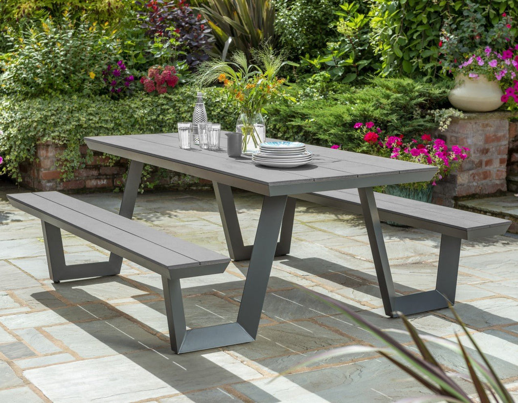 Norfolk Leisure Wembly Picnic Table Bench Polywood and Aluminium - Anthracite/Grey - Clara Shade Sails - Norfolk Leisure - 