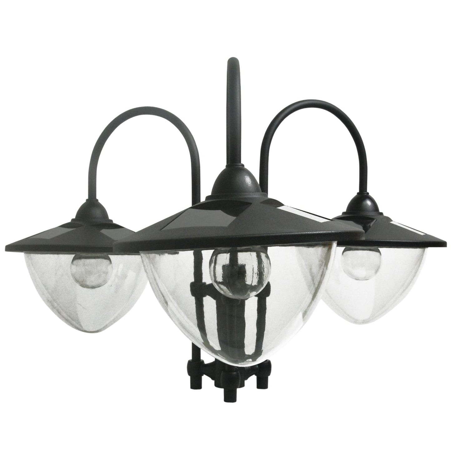 Outsunny 189cm 3 - Head Solar Lamp Post with Planter – Black - Clara Shade Sails - Outsunny - 