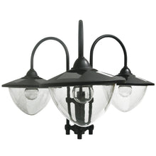 Outsunny 189cm 3 - Head Solar Lamp Post with Planter – Black - Clara Shade Sails - Outsunny - 