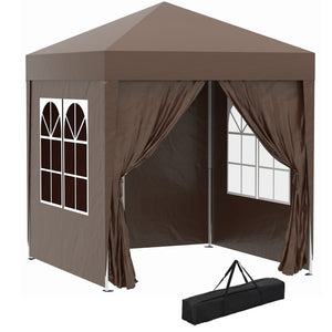 Outsunny 2m x 2m Pop Up Gazebo - Black, Grey, White, Blue, Green or Brown - Clara Shade Sails - Outsunny - Brown - 