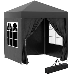 Outsunny 2m x 2m Pop Up Gazebo - Black, Grey, White, Blue, Green or Brown - Clara Shade Sails - Outsunny - Black - 