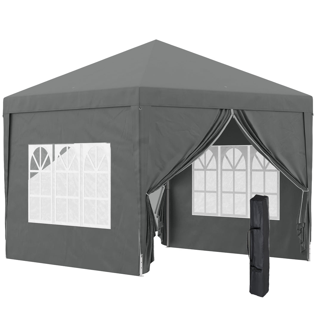 Outsunny 3m x 3m Pop Up Gazebo - Black, Grey, White, Blue, Green or Brown - Clara Shade Sails - Outsunny - Grey - 