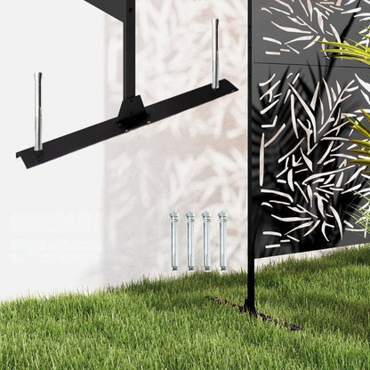Outsunny Decorative Black Metal Garden Privacy Screen, Bamboo Style - Clara Shade Sails - Outsunny - 