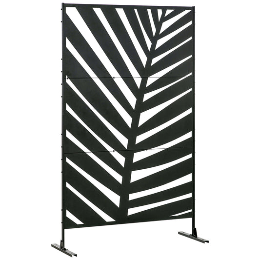 Outsunny Decorative Black Metal Garden Privacy Screen, Banana Leaf - Clara Shade Sails - Outsunny - 