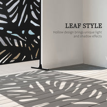 Outsunny Decorative Black Metal Garden Privacy Screen, Large Leaves Pattern - Clara Shade Sails - Outsunny - 