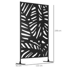 Outsunny Decorative Black Metal Garden Privacy Screen, Large Leaves Pattern - Clara Shade Sails - Outsunny - 