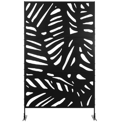 Outsunny Decorative Black Metal Garden Privacy Screen, Large Leaves Pattern - Clara Shade Sails - Outsunny - 