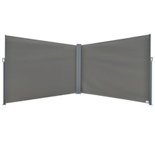 Outsunny Double Retractable Side Awning Privacy Screen, Grey - 6m x 2m - Clara Shade Sails - Outsunny - 