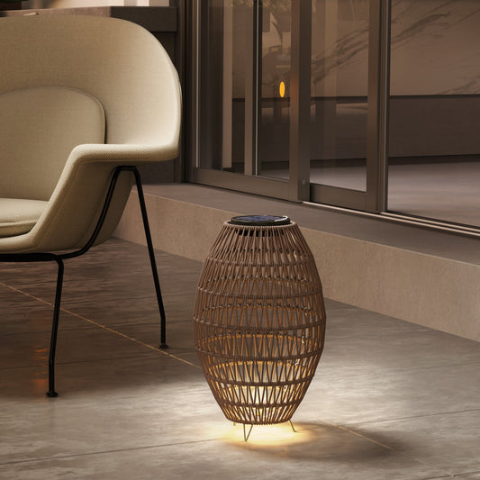 Outsunny Rattan Solar Outdoor Lamp, Brown or Grey - Clara Shade Sails - Outsunny - Brown - 