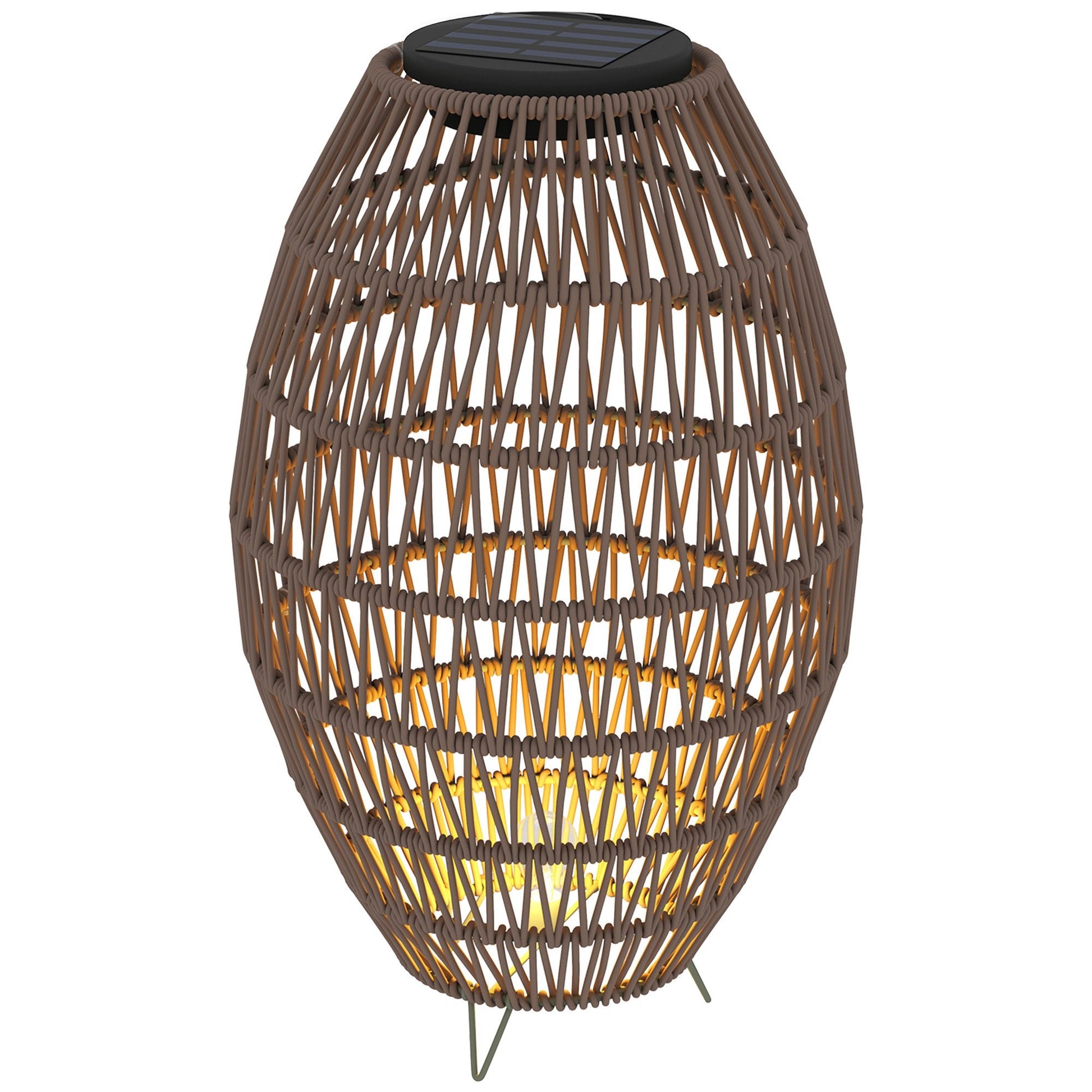Outsunny Rattan Solar Outdoor Lamp, Brown or Grey - Clara Shade Sails - Outsunny - Brown - 