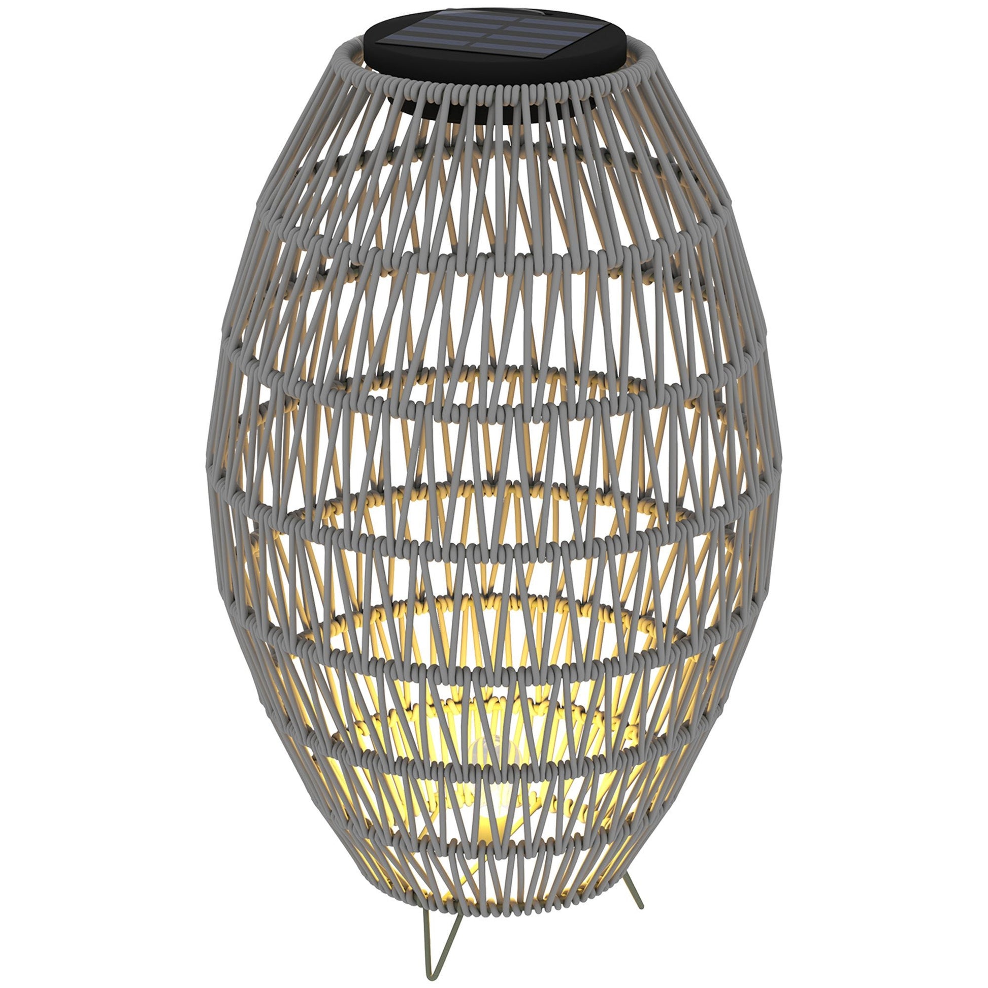 Outsunny Rattan Solar Outdoor Lamp, Brown or Grey - Clara Shade Sails - Outsunny - Grey - 