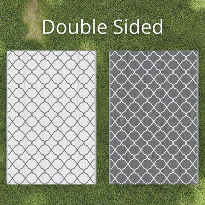 Outsunny Reversible Outdoor Garden Rug (182cm x 274cm) – Black & White or Grey & White - Clara Shade Sails - Outsunny - Grey & White - 