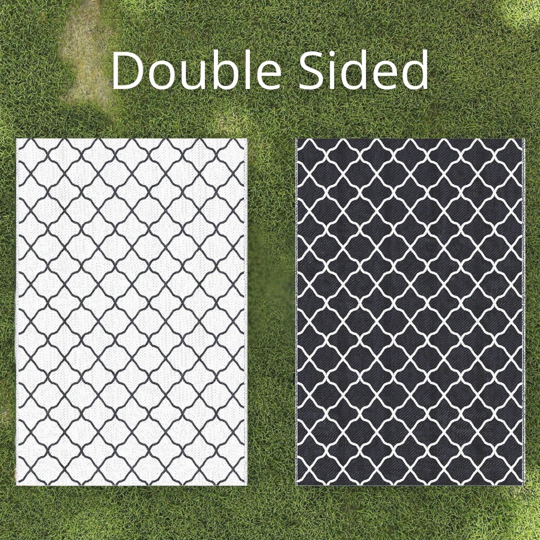 Outsunny Reversible Outdoor Garden Rug (182cm x 274cm) – Black & White or Grey & White - Clara Shade Sails - Outsunny - Grey & White - 