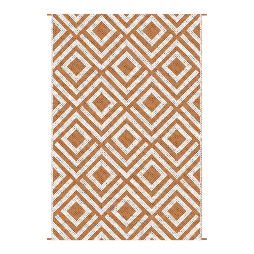 Outsunny Reversible Outdoor Garden Rug (182cm x 274cm) – Brown & White or Black & White - Clara Shade Sails - Outsunny - Brown & White - 