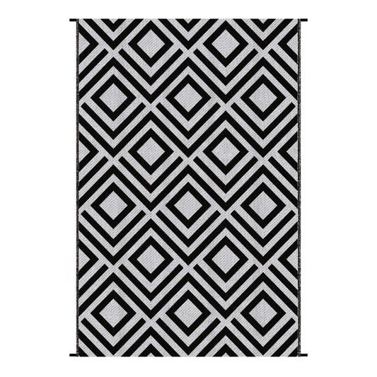 Outsunny Reversible Outdoor Garden Rug (182cm x 274cm) – Brown & White or Black & White - Clara Shade Sails - Outsunny - Black & White - 