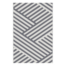 Outsunny Reversible Outdoor Garden Rug – Grey & Cream Stripe (182cm x 274cm) - Clara Shade Sails - Outsunny - 