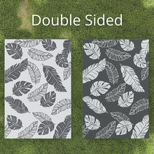 Outsunny Reversible Outdoor Garden Rug – Grey & White Leaf (182 x 274cm) - Clara Shade Sails - Outsunny - 