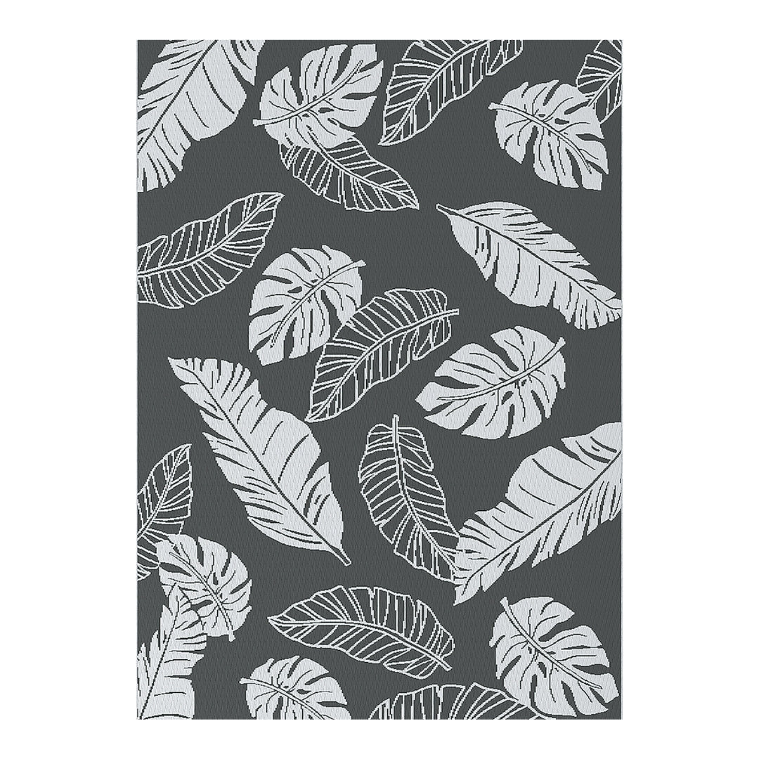 Outsunny Reversible Outdoor Garden Rug – Grey & White Leaf (182 x 274cm) - Clara Shade Sails - Outsunny - 