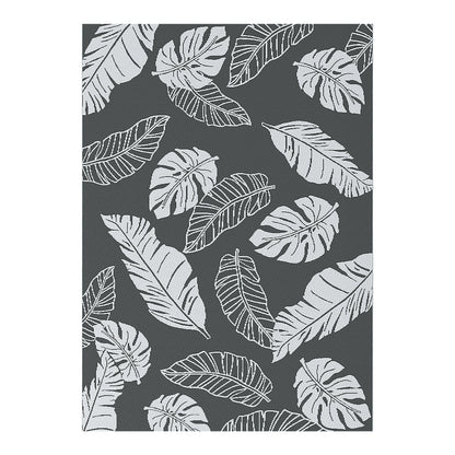 Outsunny Reversible Outdoor Garden Rug – Grey & White Leaf (182 x 274cm) - Clara Shade Sails - Outsunny - 