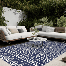 Outsunny Reversible Outdoor Rug with Carry Bag – Dark Blue & White (182cm × 274cm) - Clara Shade Sails - Outsunny - 