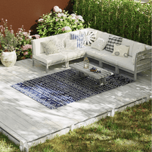 Outsunny Reversible Outdoor Rug with Carry Bag – Dark Blue & White (182cm × 274cm) - Clara Shade Sails - Outsunny - 