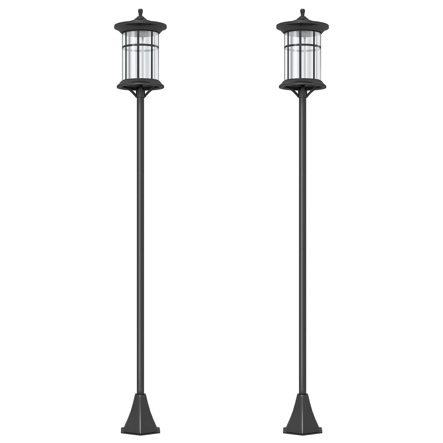 Outsunny Set of Two 1.8m Traditional Solar Lamp Posts – Black - Clara Shade Sails - Outsunny - 
