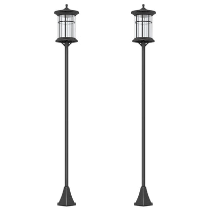 Outsunny Set of Two 1.8m Traditional Solar Lamp Posts – Black - Clara Shade Sails - Outsunny - 