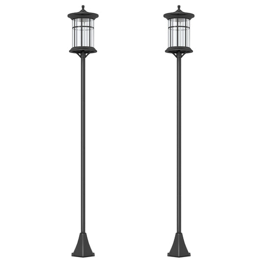 Outsunny Set of Two 1.8m Traditional Solar Lamp Posts – Black - Clara Shade Sails - Outsunny - 