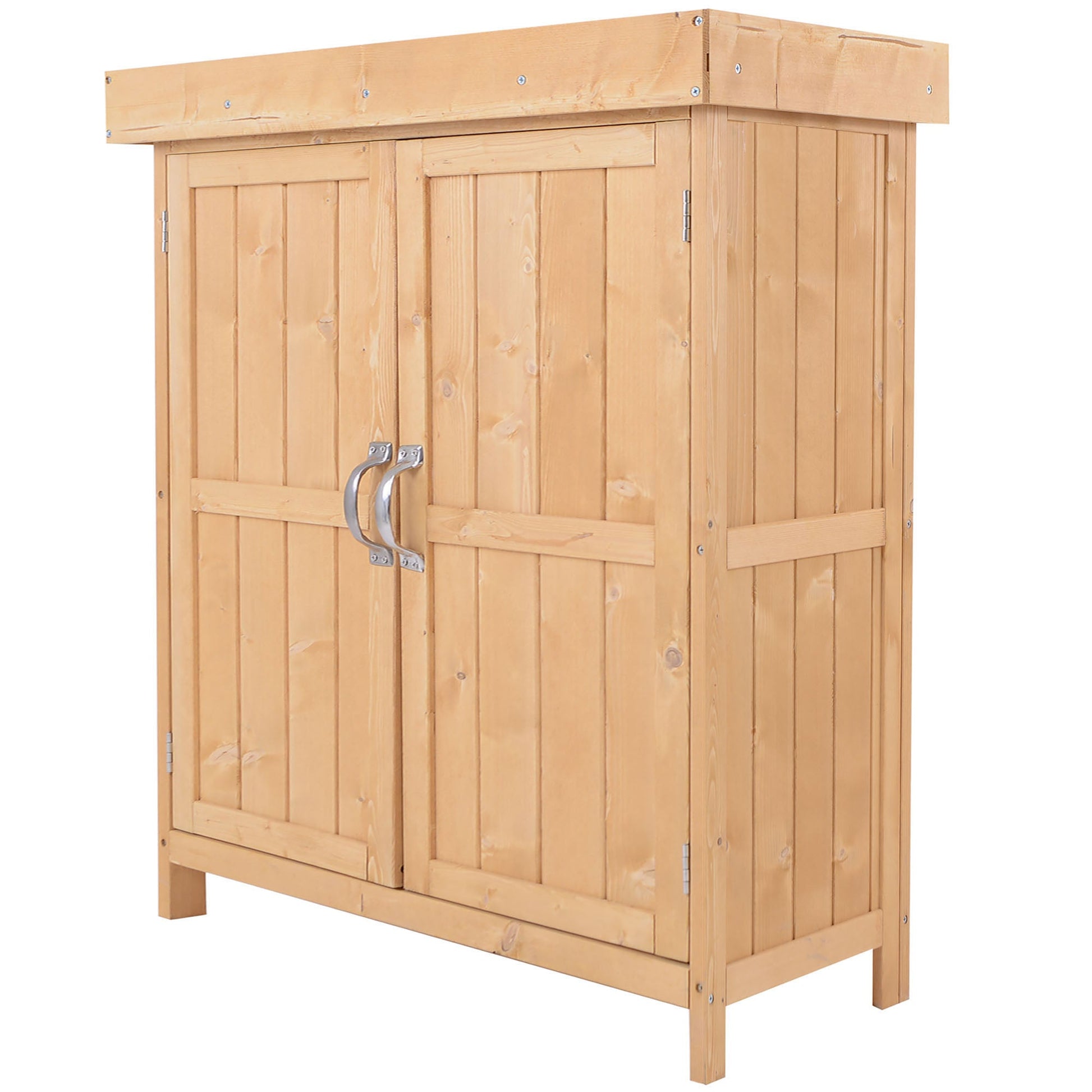 Outsunny Wooden Garden Cabinet Shed - Natural Wood or Grey - Clara Shade Sails - Outsunny - Natural Wood - 