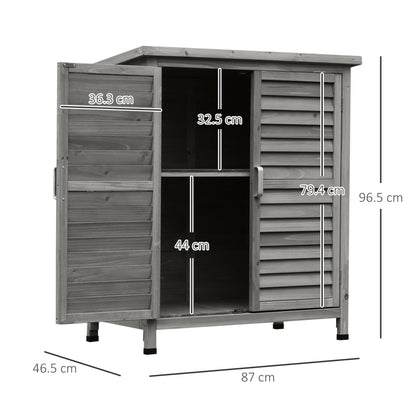 Outsunny Wooden Shutter Panel Garden Cabinet Shed - Natural Wood or Grey - Clara Shade Sails - Outsunny - Grey - 