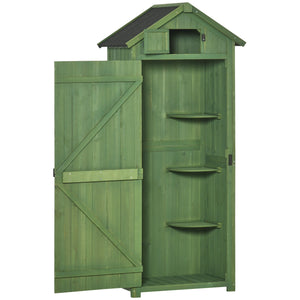 Outsunny Wooden Vertical Garden Shed - Natural Wood, Grey, Green, Blue - Clara Shade Sails - Outsunny - Green - 