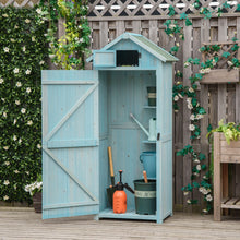 Outsunny Wooden Vertical Garden Shed - Natural Wood, Grey, Green, Blue - Clara Shade Sails - Outsunny - Blue - 