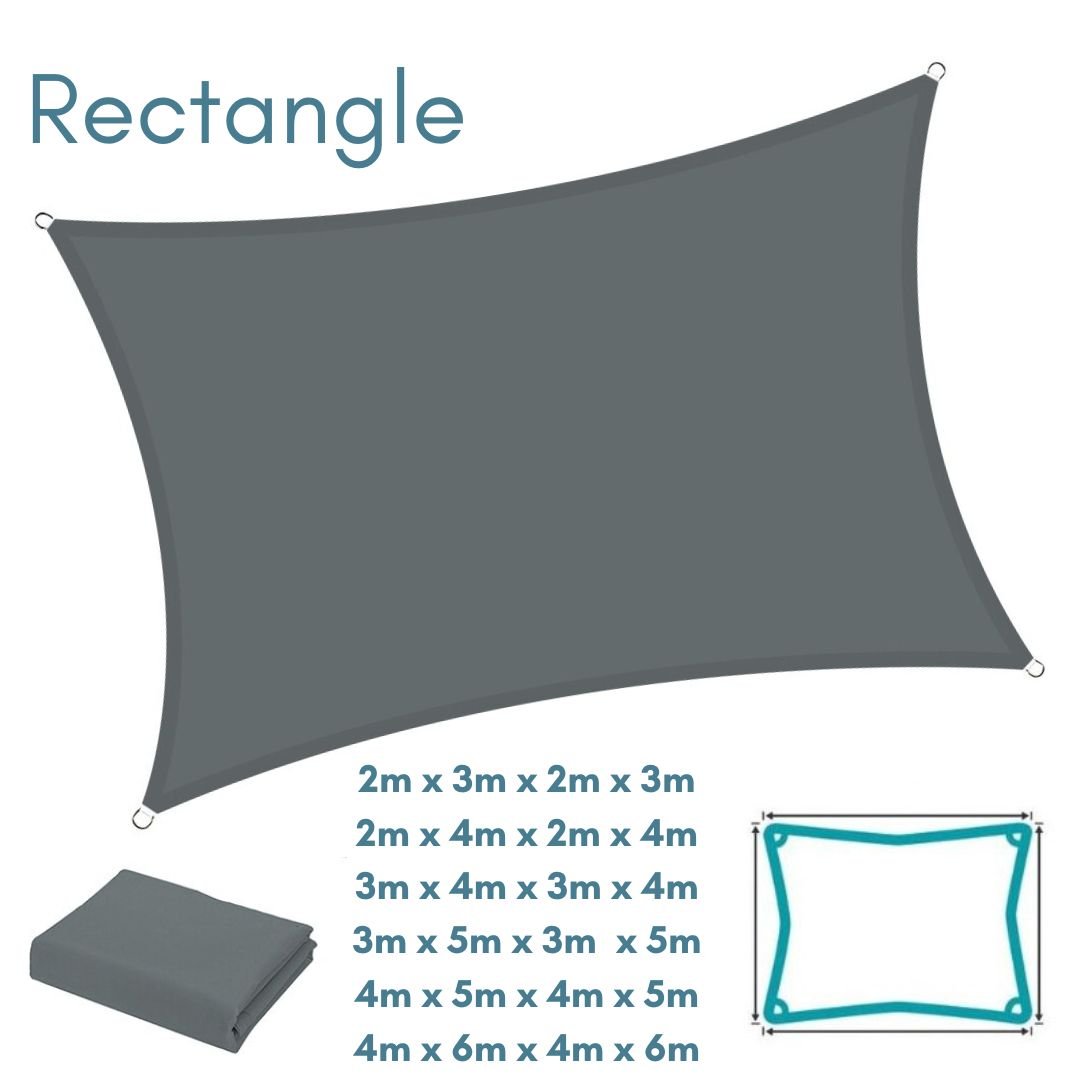 Dark Grey Anthracite Shade Sail Rectangle water resistant UV resistant